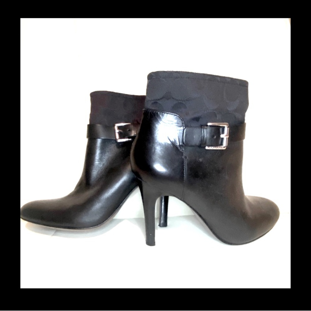 COACH Messina signature leather bootie stiletto sexy witchy heel with buckle - Picture 5 of 7